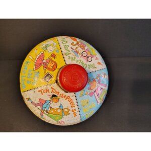 Vintage Chein Spinning Metal Top Toy, Mary Had a Little Lamb, Owl Cat Tom READ